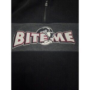 ! vintage BIG DOGS BITE ME 1/4 Zip Pullover XL 80s Icon